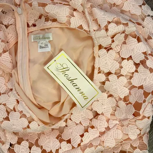 Shoshanna Marcella Lace Dress Blush Pink Anthropologie Floral Midi Size 4 - Picture 8 of 16